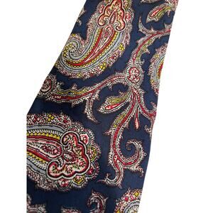 Vintage Bert Pulitzer Blue and Red Paisley Print Pure Silk Necktie